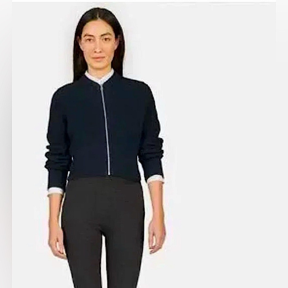 Everlane | Women’s navy blue zip front textured knit cardigan sweater Size S